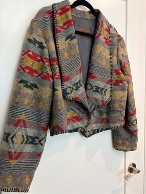 Rough Rider by Circle T Southwestern Aztec Blanket Jacket | Open Front | L-XL